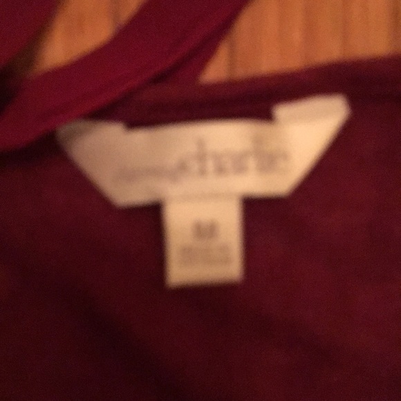 Beautiful Burgundy 3/4 Sleeved Top w/ crochet hem - Picture 4 of 5